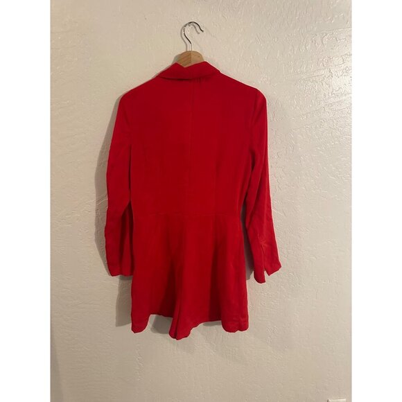 NWT Zara Red Long Sleeved Split Sleeve Button Up Academia Blazer Romper - Picture 9 of 11